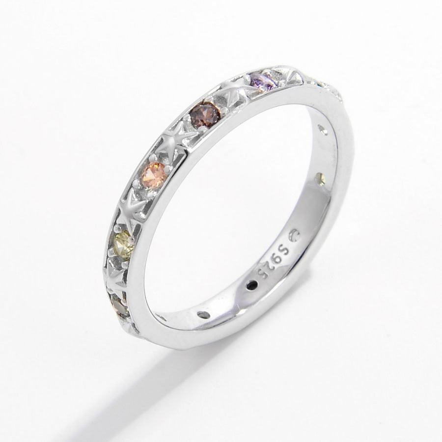 925 Sterling Silver Inlaid Zircon Ring Apparel and Accessories