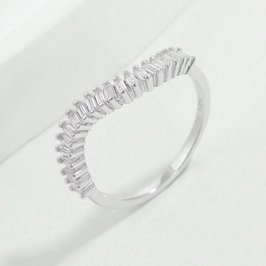 925 Sterling Silver Inlaid Zircon Ring Apparel and Accessories