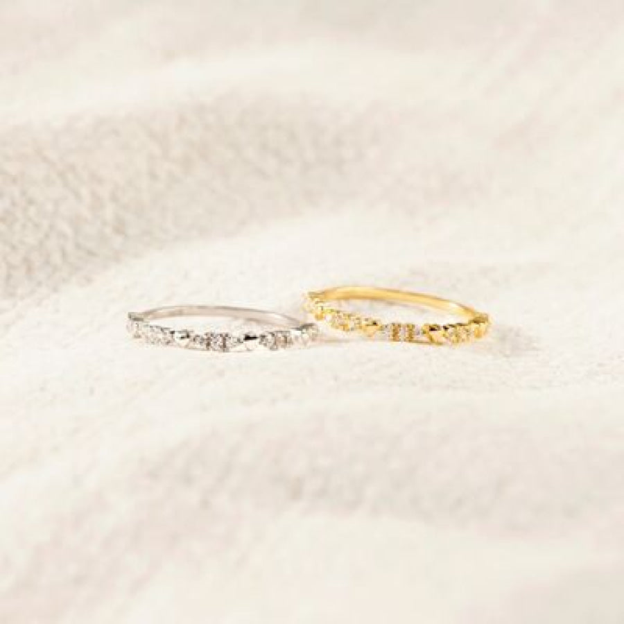 925 Sterling Silver Inlaid Zircon Ring Apparel and Accessories