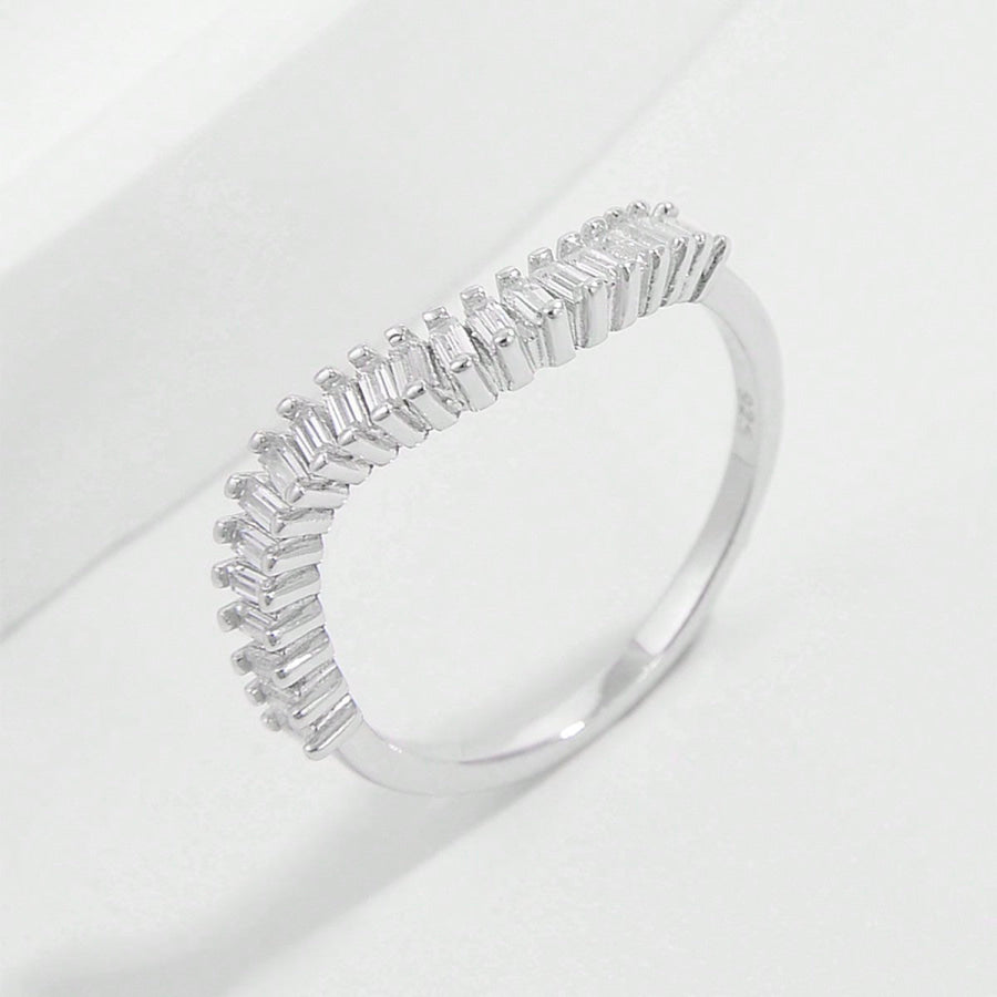 925 Sterling Silver Inlaid Zircon Ring Apparel and Accessories