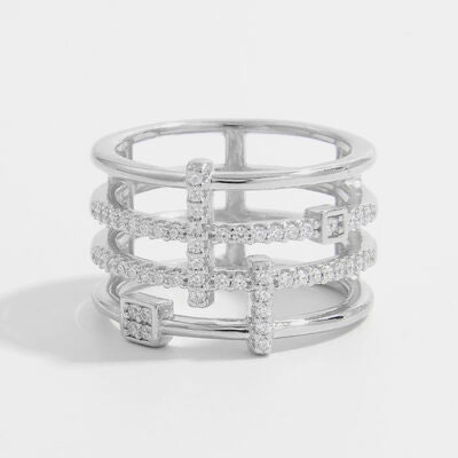 925 Sterling Silver Inlaid Zircon Ring Apparel and Accessories