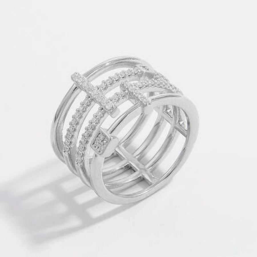 925 Sterling Silver Inlaid Zircon Ring Apparel and Accessories