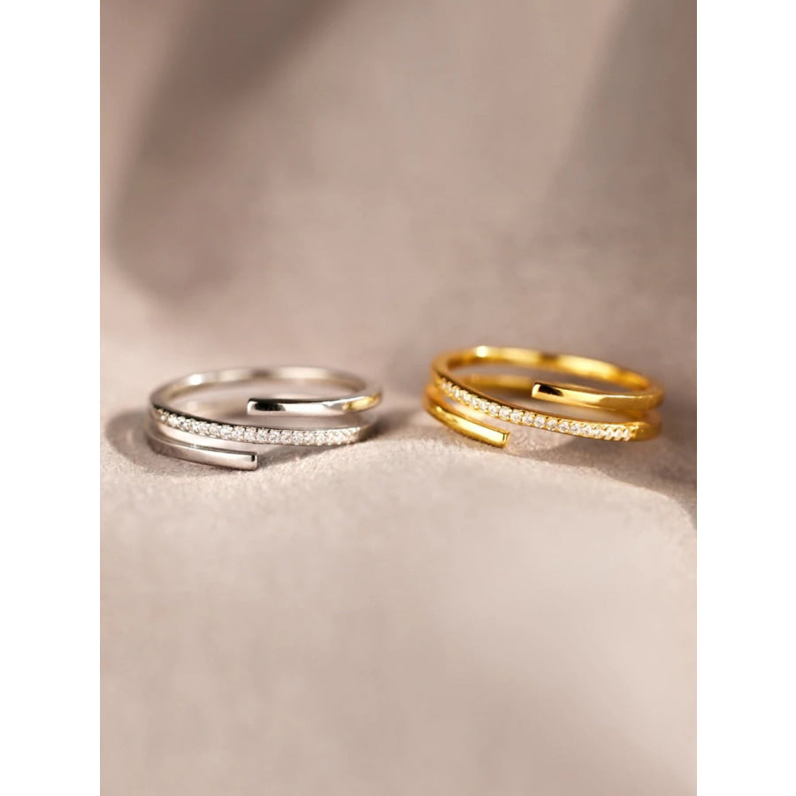 925 Sterling Silver Inlaid Zircon Ring Apparel and Accessories