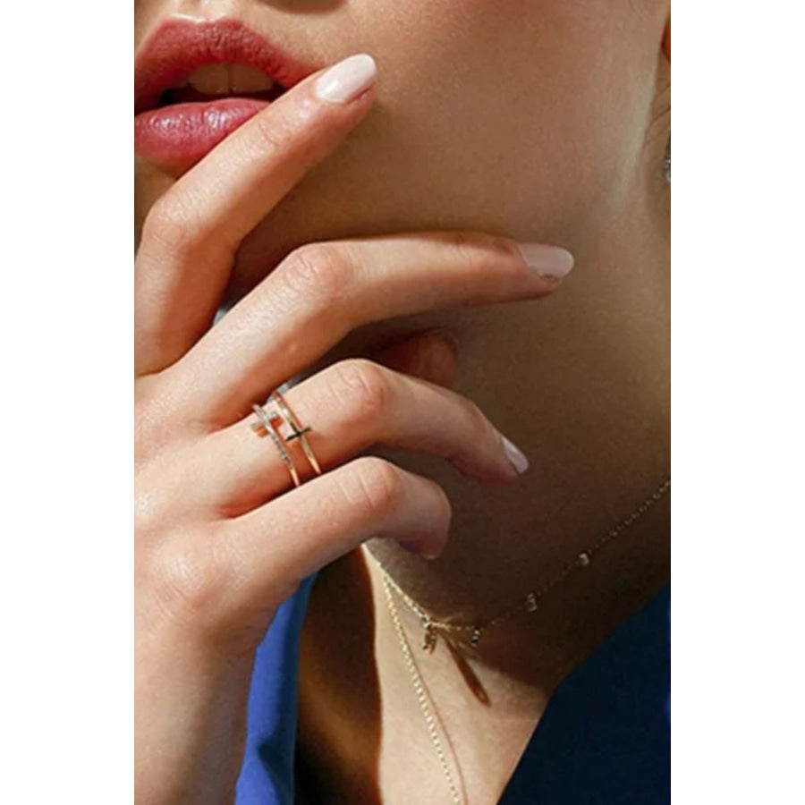 925 Sterling Silver Inland Zircon Cross Ring Apparel and Accessories