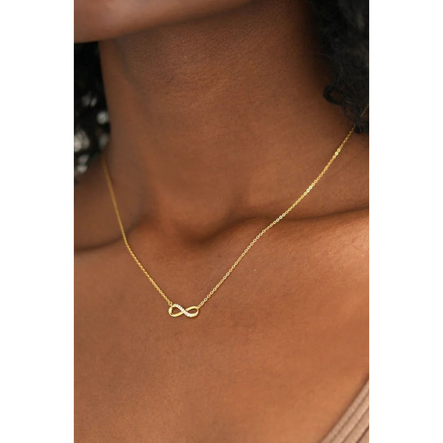 925 Sterling Silver Inland Zircon Infinite Necklace Gold / One Size Apparel and Accessories