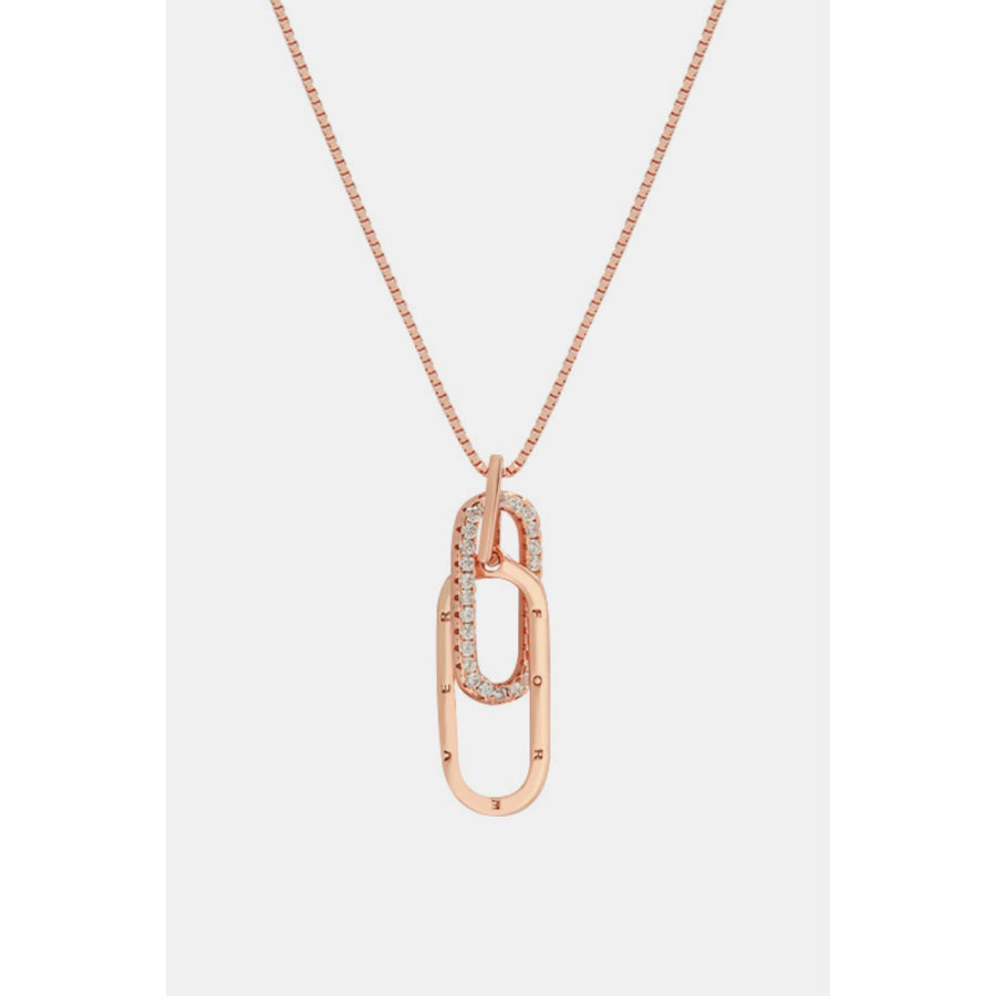 925 Sterling Silver Inland Zircon Necklace Rose Gold / One Size Apparel and Accessories