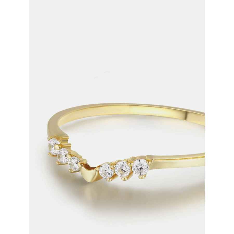 925 Sterling Silver Inland Zircon Ring Gold / 6 Apparel and Accessories