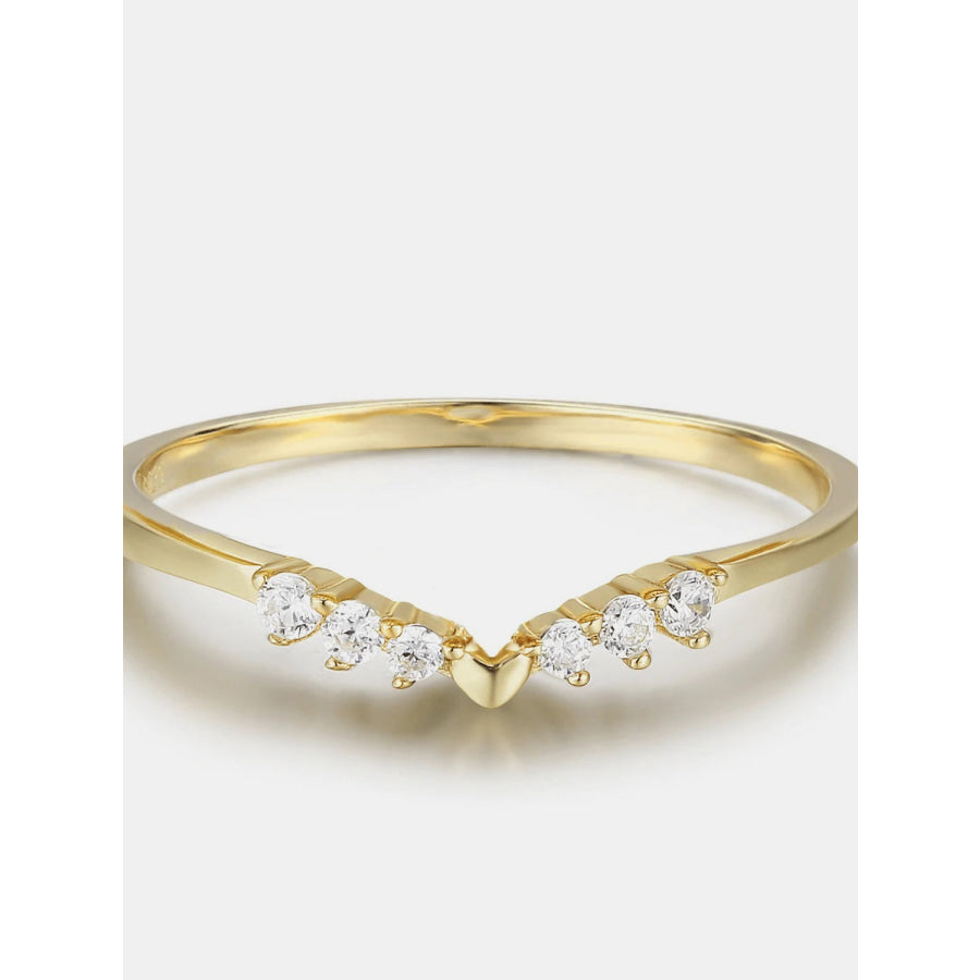 925 Sterling Silver Inland Zircon Ring Gold / 6 Apparel and Accessories