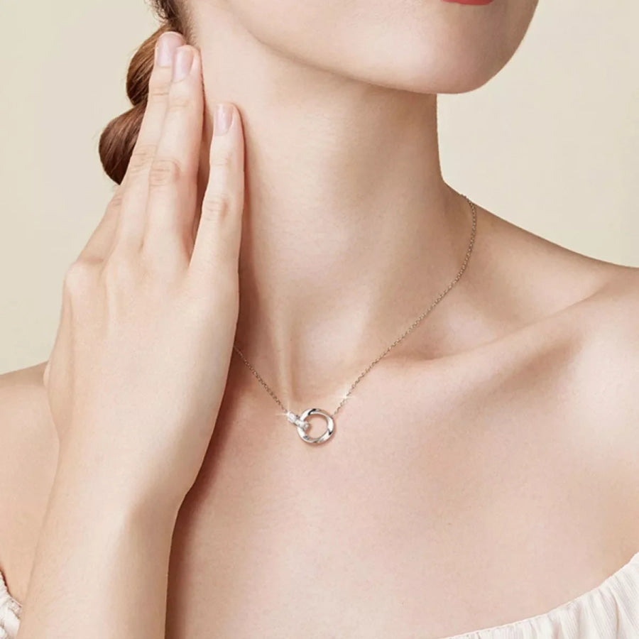 925 Sterling Silver Interlocking Circles Pendant Necklace Silver / onesize Apparel and Accessories