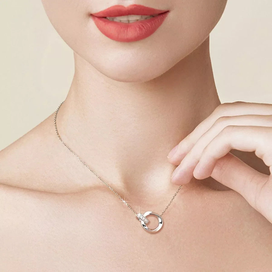 925 Sterling Silver Interlocking Circles Pendant Necklace Silver / onesize Apparel and Accessories