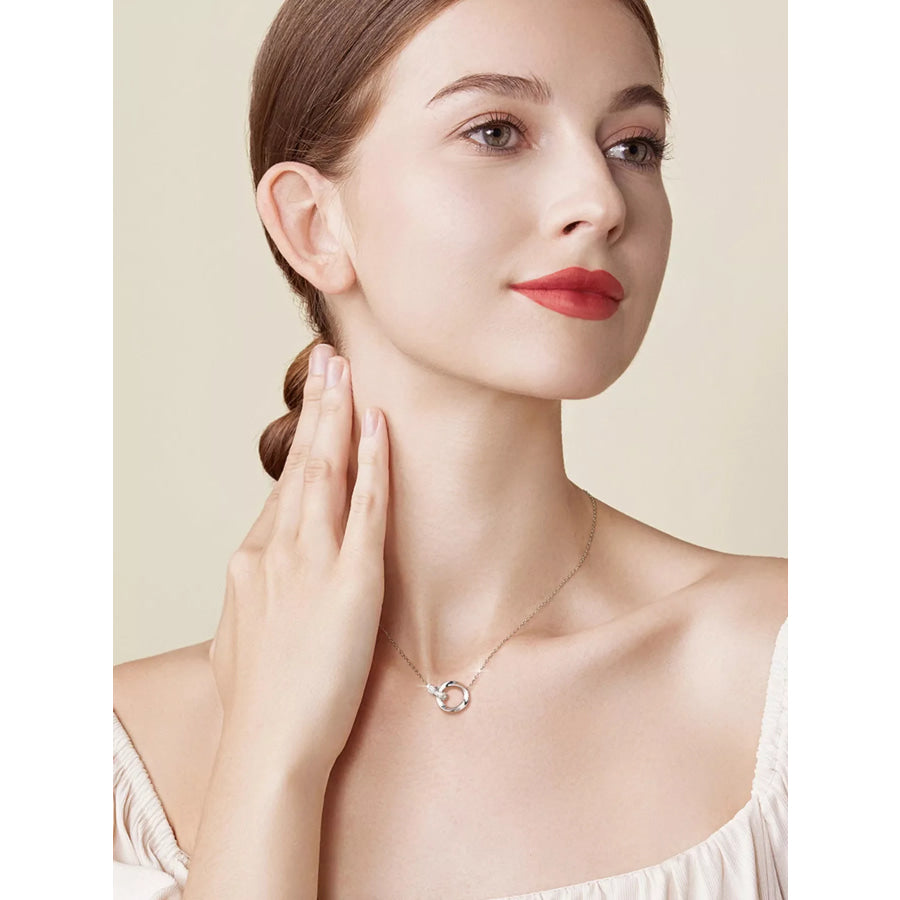 925 Sterling Silver Interlocking Circles Pendant Necklace Silver / onesize Apparel and Accessories