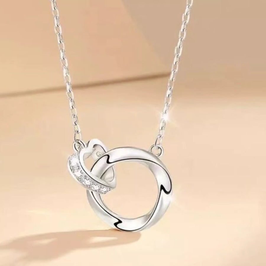 925 Sterling Silver Interlocking Circles Pendant Necklace Silver / onesize Apparel and Accessories
