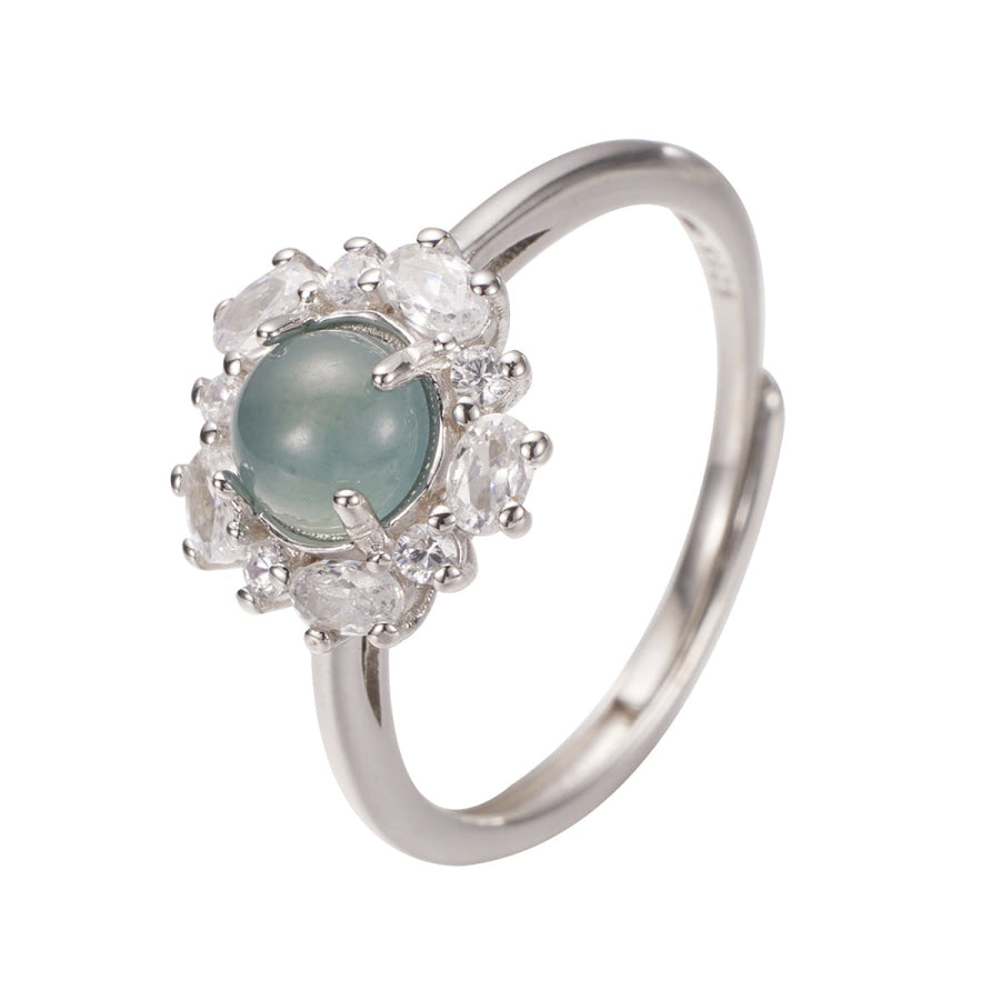 925 Sterling Silver Jadeite Ring Silver / One Size Apparel and Accessories