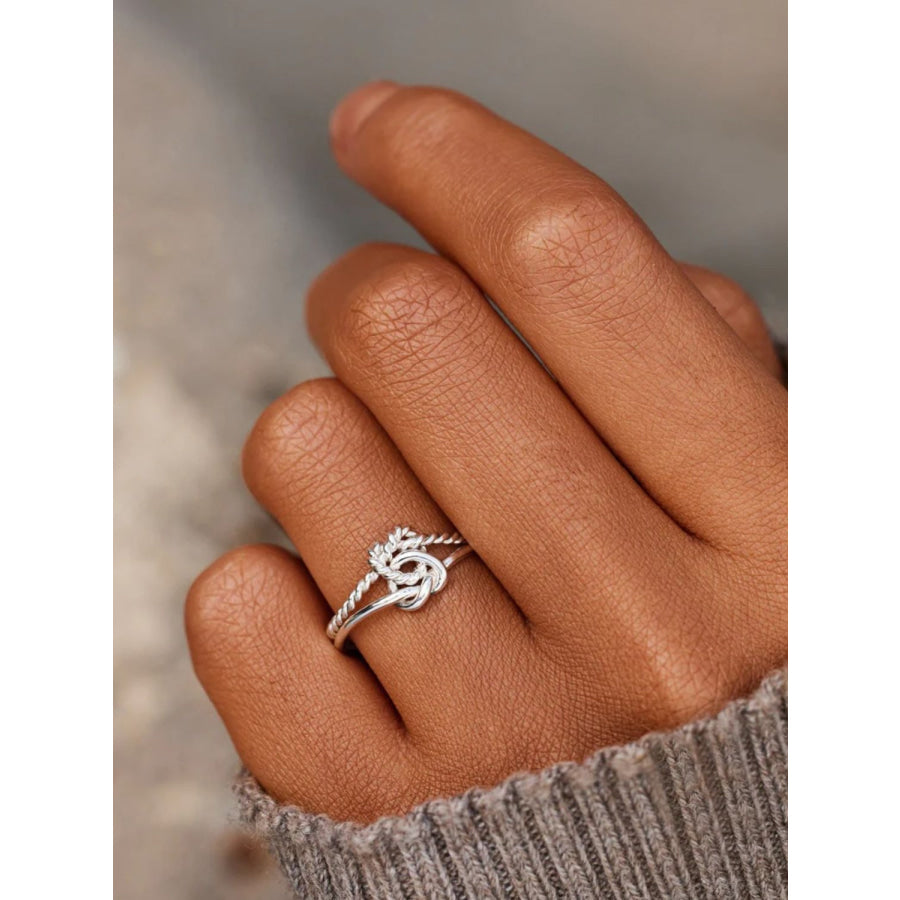 925 Sterling Silver Knotted Ring Silver / 7 Apparel and Accessories