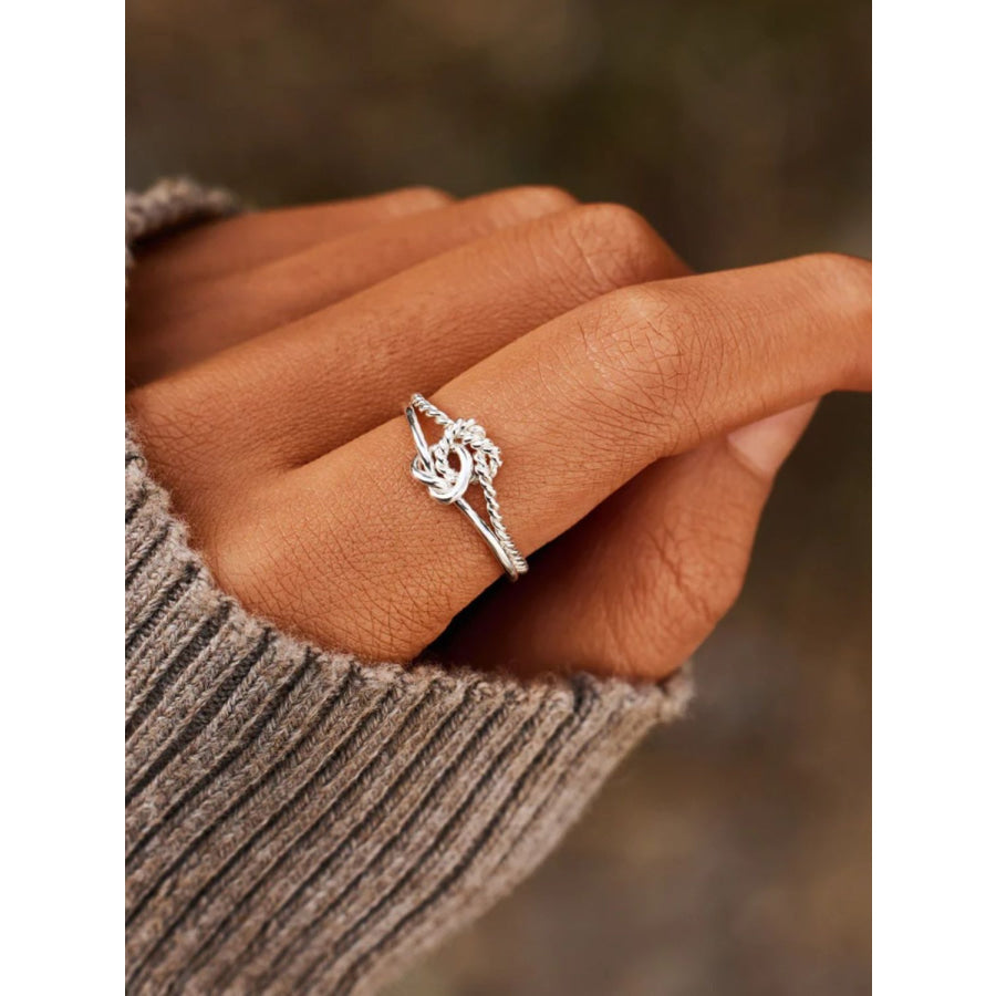 925 Sterling Silver Knotted Ring Silver / 7 Apparel and Accessories