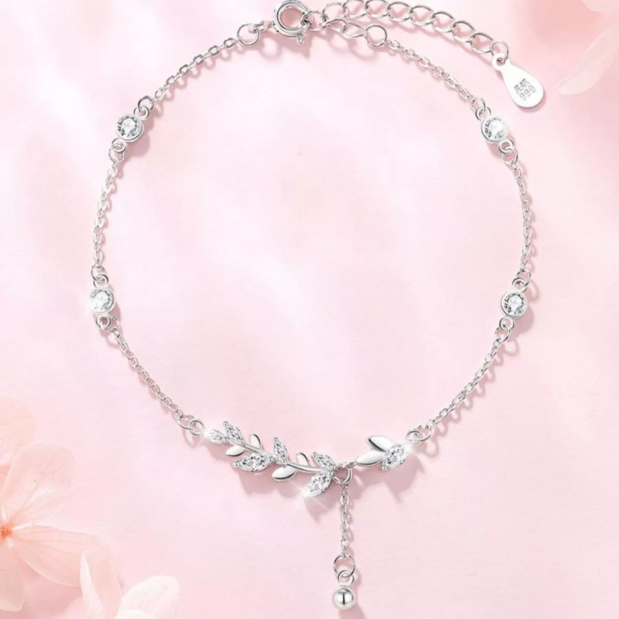 925 Sterling Silver Leaf Bracelet Silver / One Size Apparel and Accessories