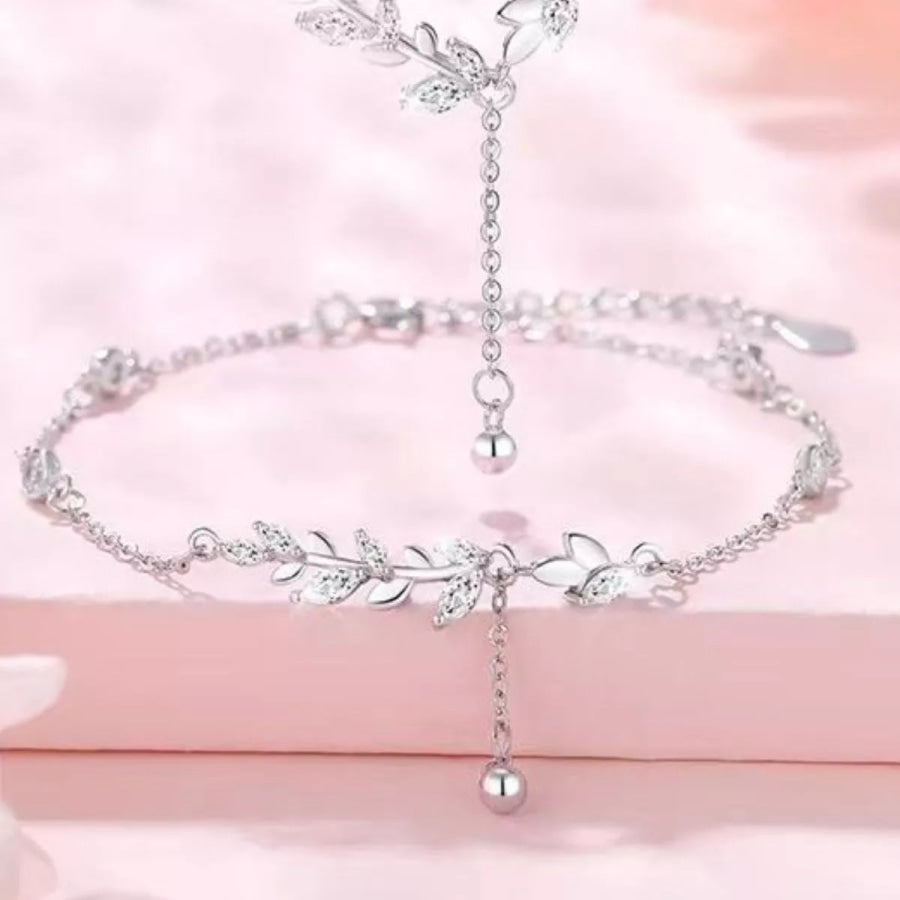 925 Sterling Silver Leaf Bracelet Silver / One Size Apparel and Accessories