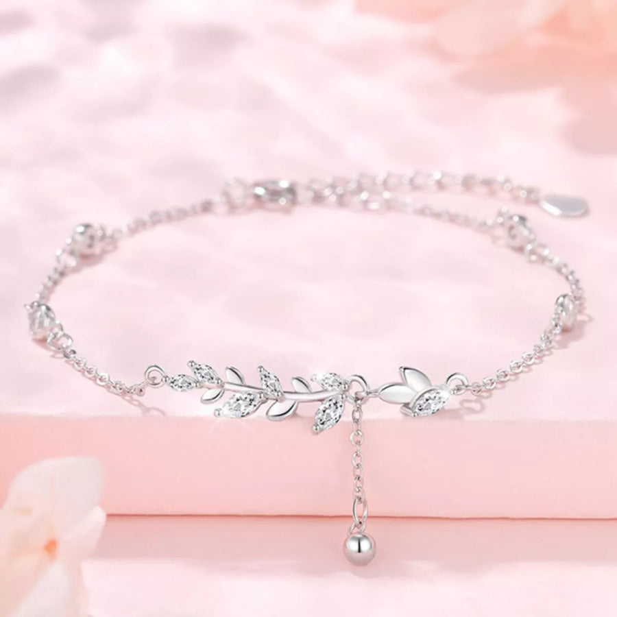 925 Sterling Silver Leaf Bracelet Silver / One Size Apparel and Accessories