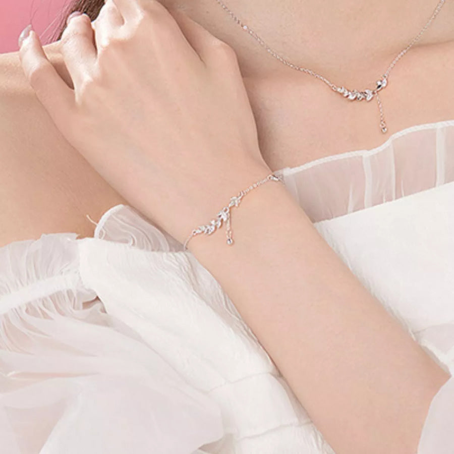 925 Sterling Silver Leaf Bracelet Silver / One Size Apparel and Accessories