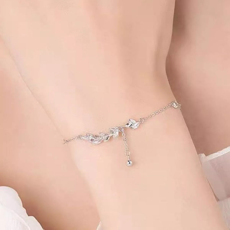 925 Sterling Silver Leaf Bracelet Silver / One Size Apparel and Accessories