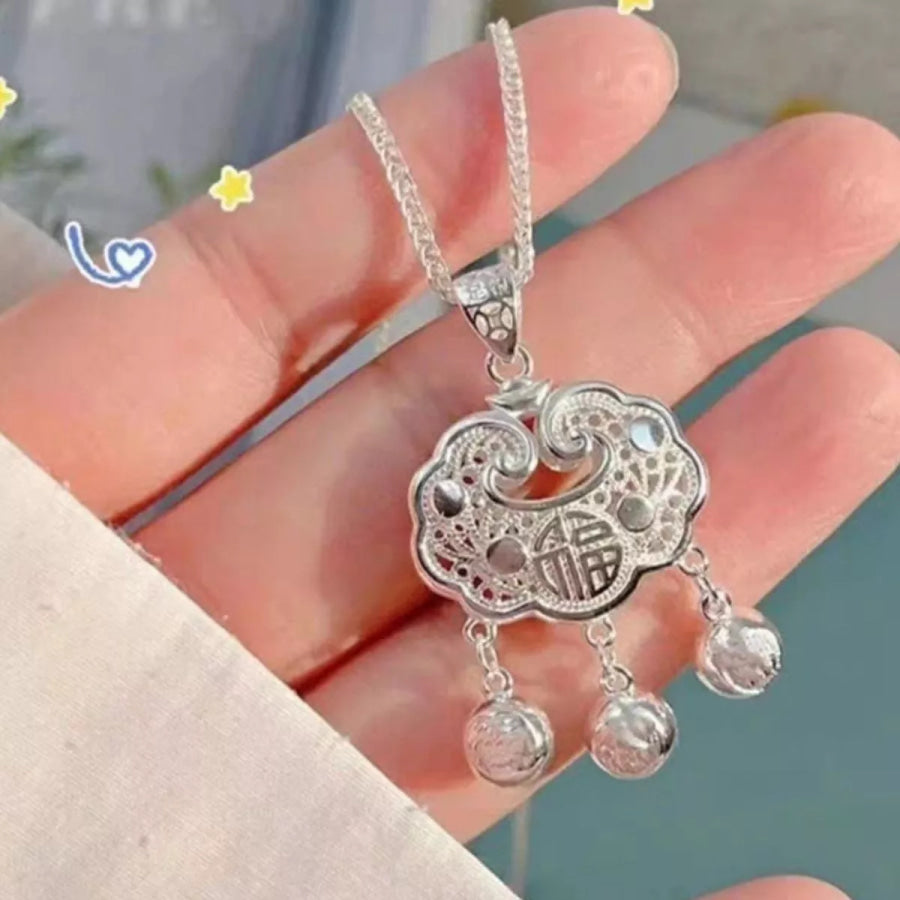 925 Sterling Silver Lock Pendant Necklace Silver / One Size Apparel and Accessories