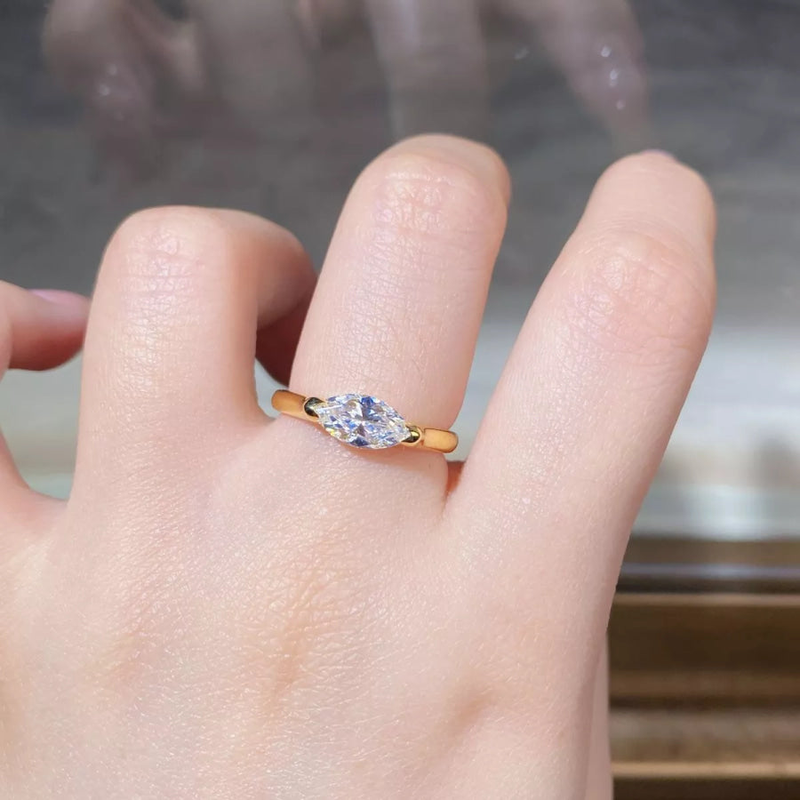 925 Sterling Silver Marquise-Cut Ring Apparel and Accessories