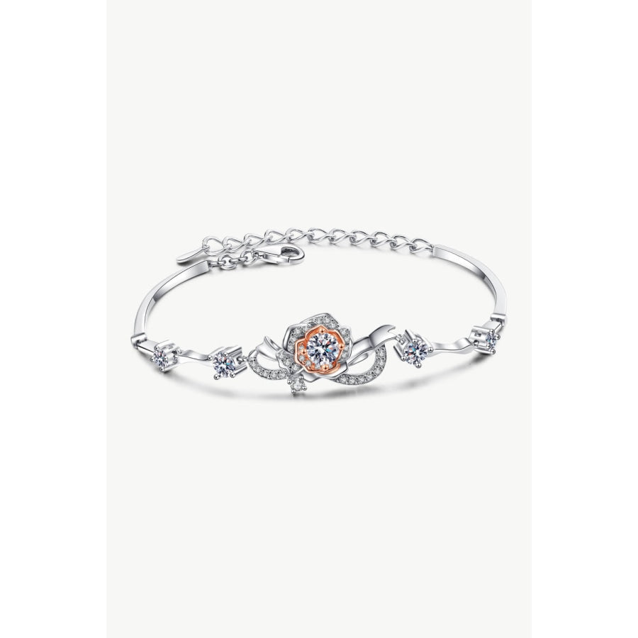 925 Sterling Silver Moissanite Bracelet Silver/Orange / One Size