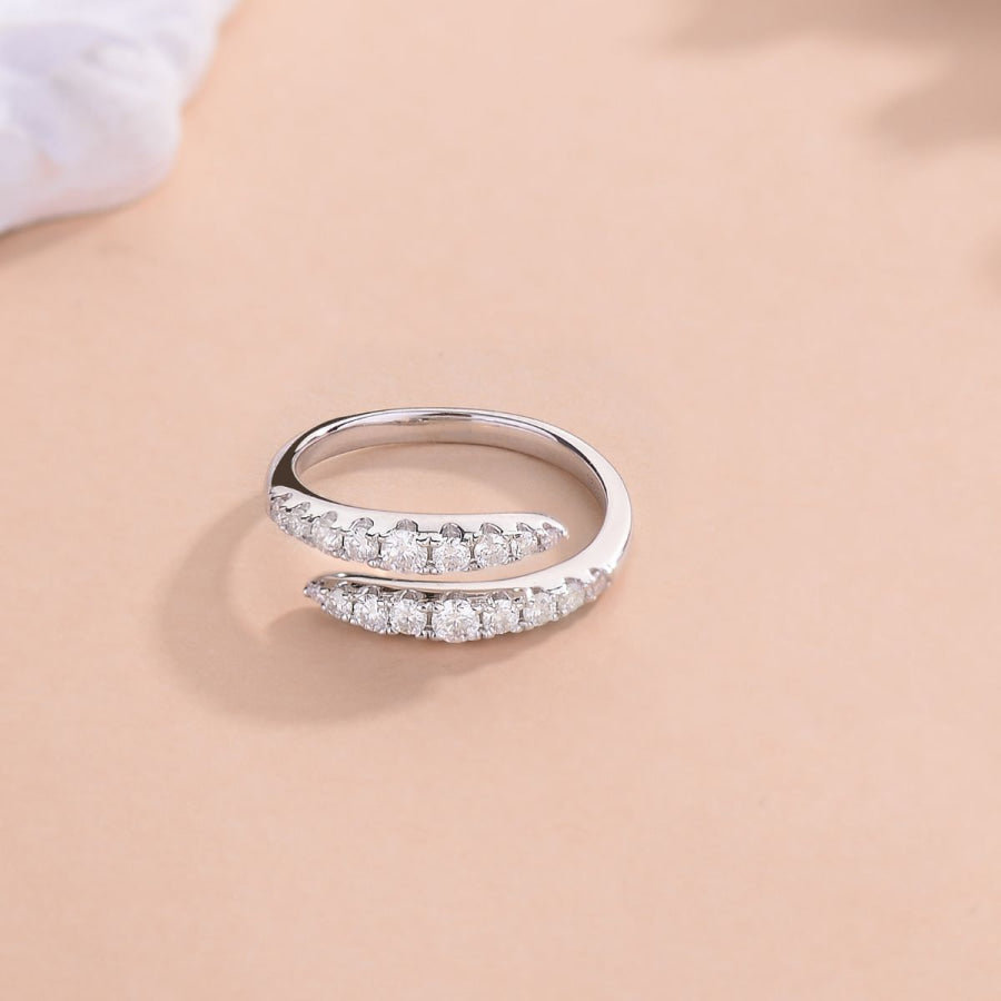 925 Sterling Silver Moissanite Bypass Ring Apparel and Accessories