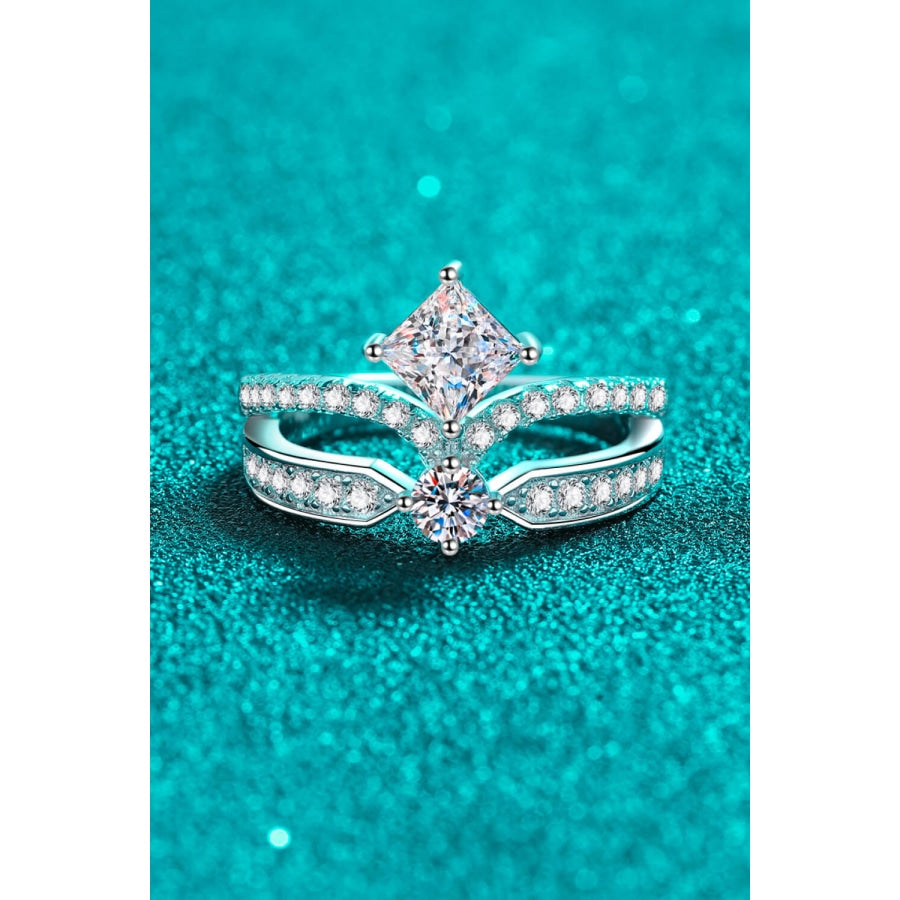 925 Sterling Silver Moissanite Crown Ring