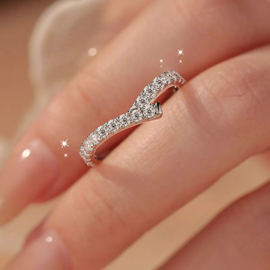 925 Sterling Silver Moissanite Geometric Ring Silver / One Size Apparel and Accessories