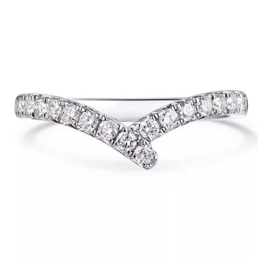 925 Sterling Silver Moissanite Geometric Ring Silver / One Size Apparel and Accessories