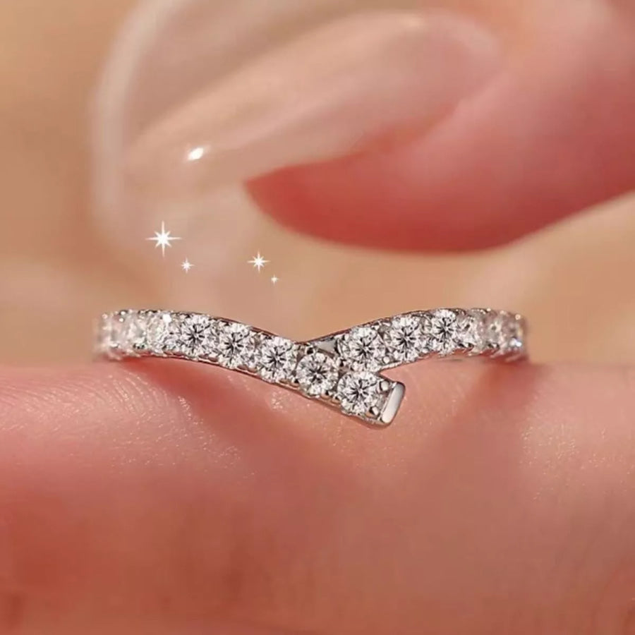 925 Sterling Silver Moissanite Geometric Ring Silver / One Size Apparel and Accessories