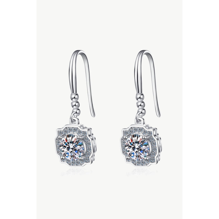 925 Sterling Silver Moissanite Hook Earrings Silver / One Size