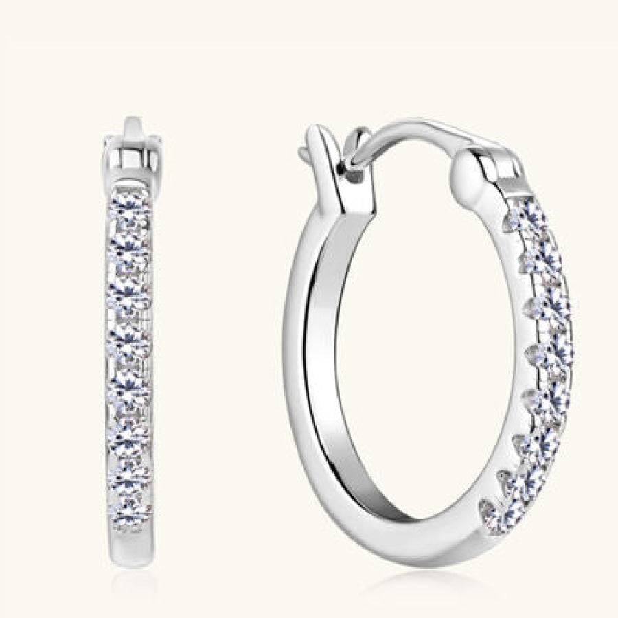 925 Sterling Silver Moissanite Huggie Earrings Apparel and Accessories