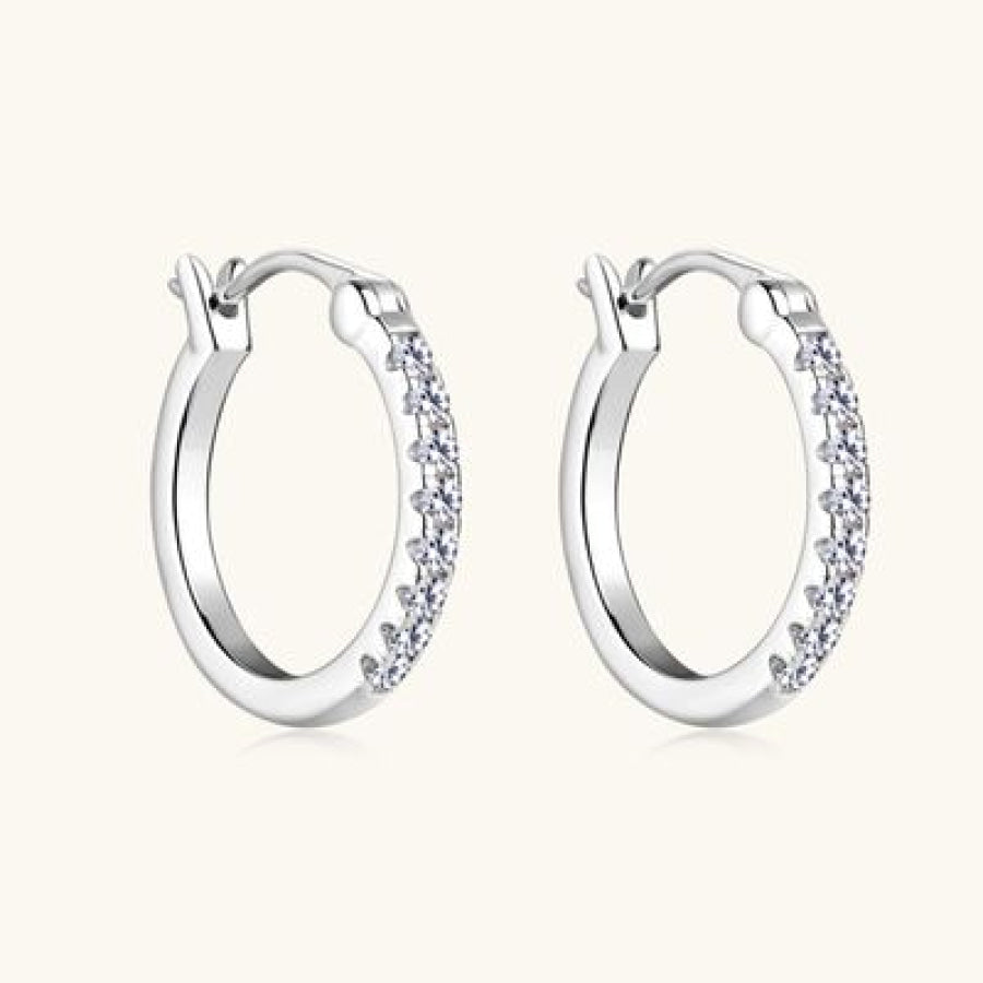 925 Sterling Silver Moissanite Huggie Earrings Apparel and Accessories