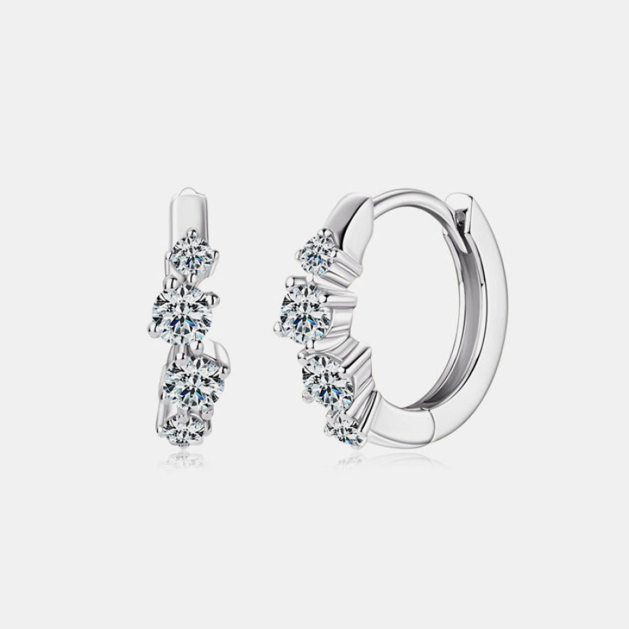 925 Sterling Silver Moissanite Huggie Earrings Apparel and Accessories