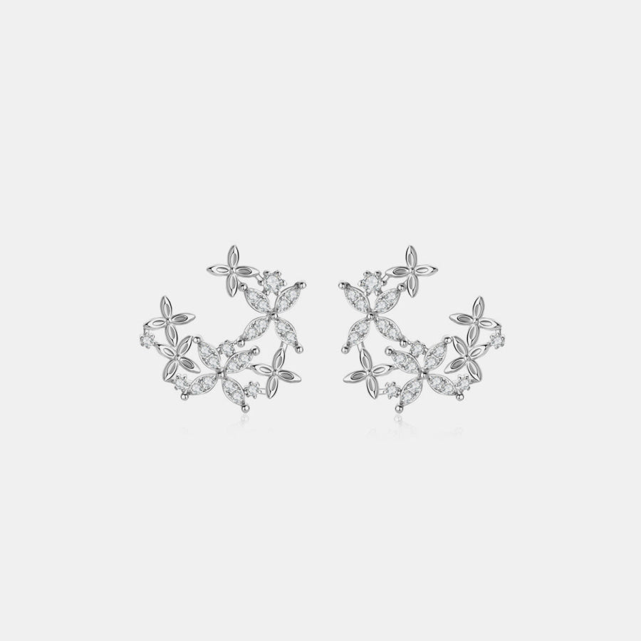 925 Sterling Silver Moissanite Lucky Clover Earrings Silver / One Size Apparel and Accessories