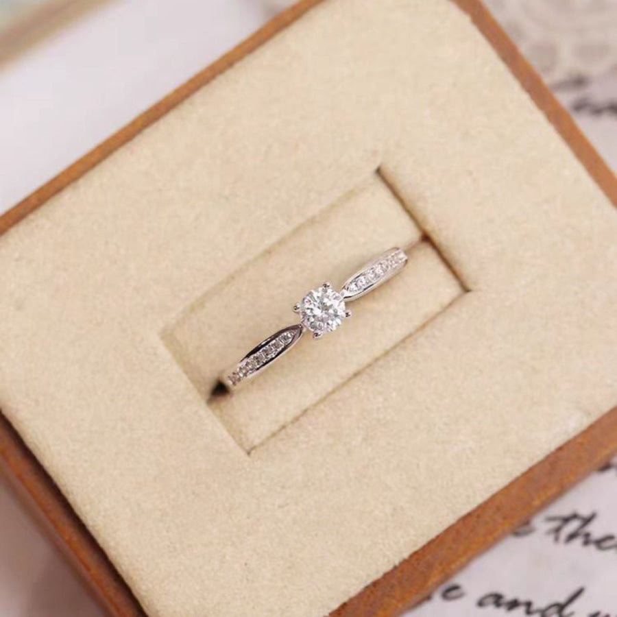 925 Sterling Silver Moissanite Ring Silver / 5 Apparel and Accessories