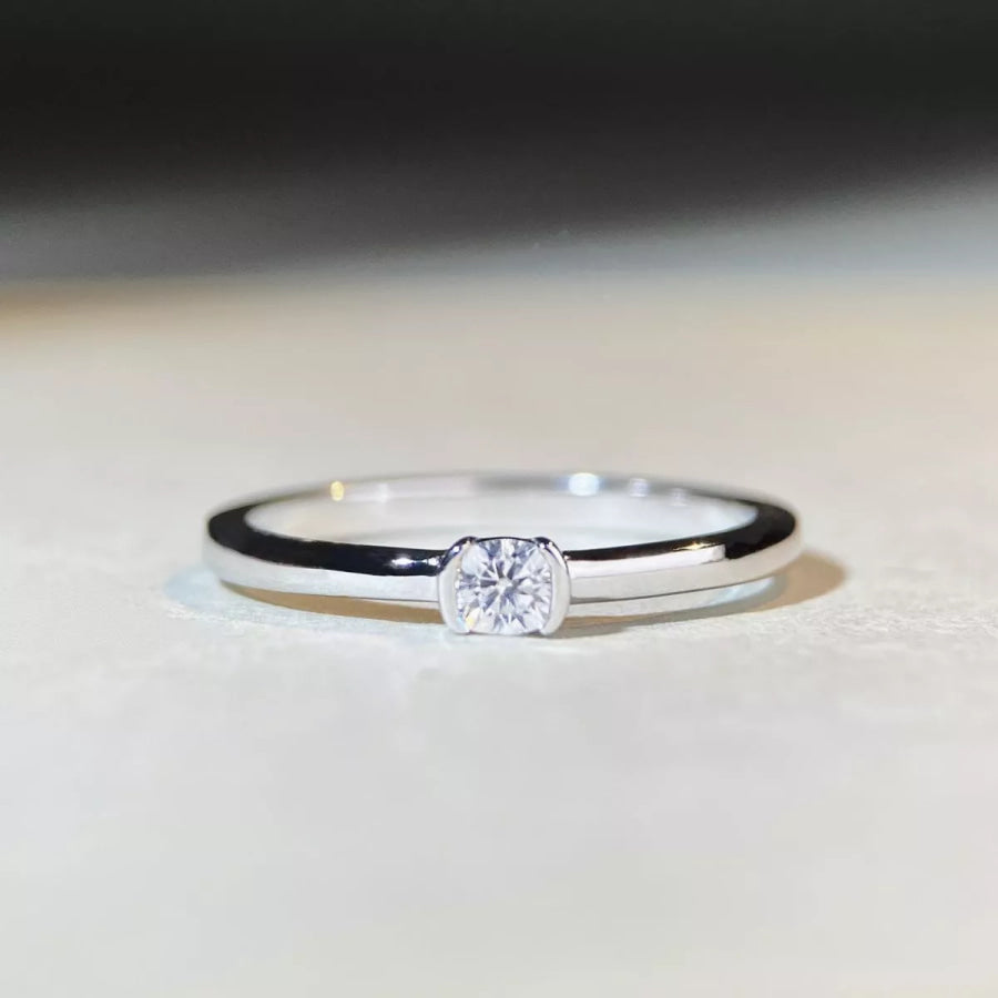 925 Sterling Silver Moissanite Ring Silver / 5 Apparel and Accessories
