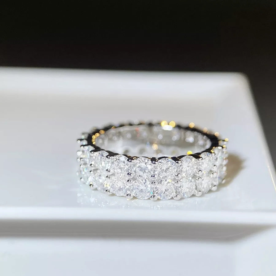 925 Sterling Silver Moissanite Ring Silver / 5 Apparel and Accessories