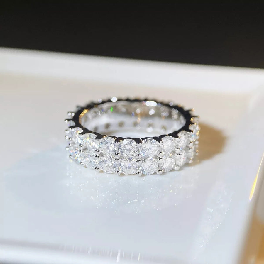 925 Sterling Silver Moissanite Ring Silver / 5 Apparel and Accessories