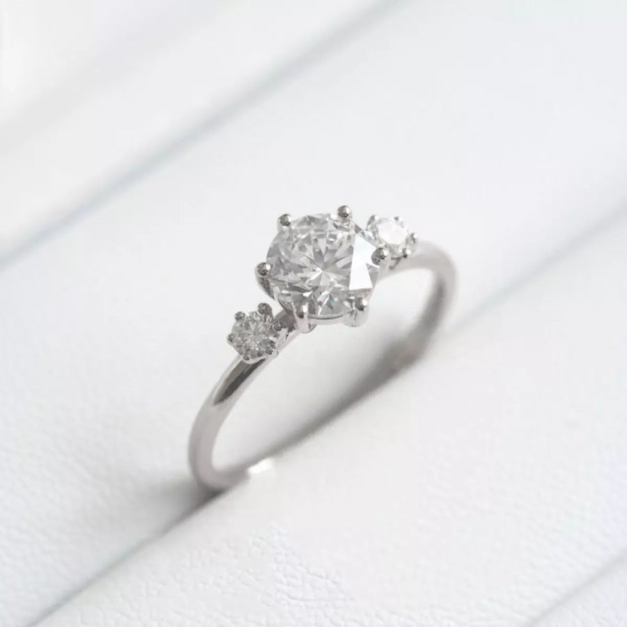 925 Sterling Silver Moissanite Ring Silver / One Size Apparel and Accessories