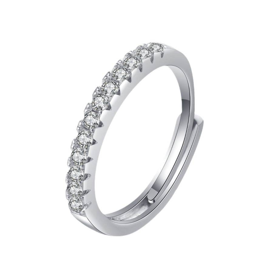 925 Sterling Silver Moissanite Ring Silver / One Size Apparel and Accessories