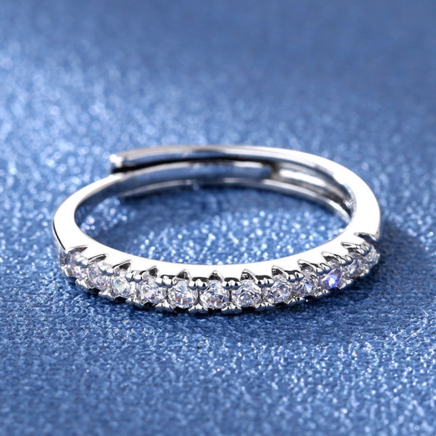 925 Sterling Silver Moissanite Ring Silver / One Size Apparel and Accessories