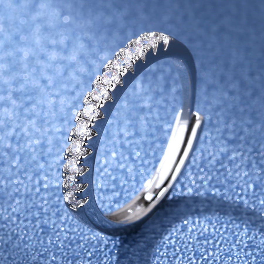 925 Sterling Silver Moissanite Ring Silver / One Size Apparel and Accessories