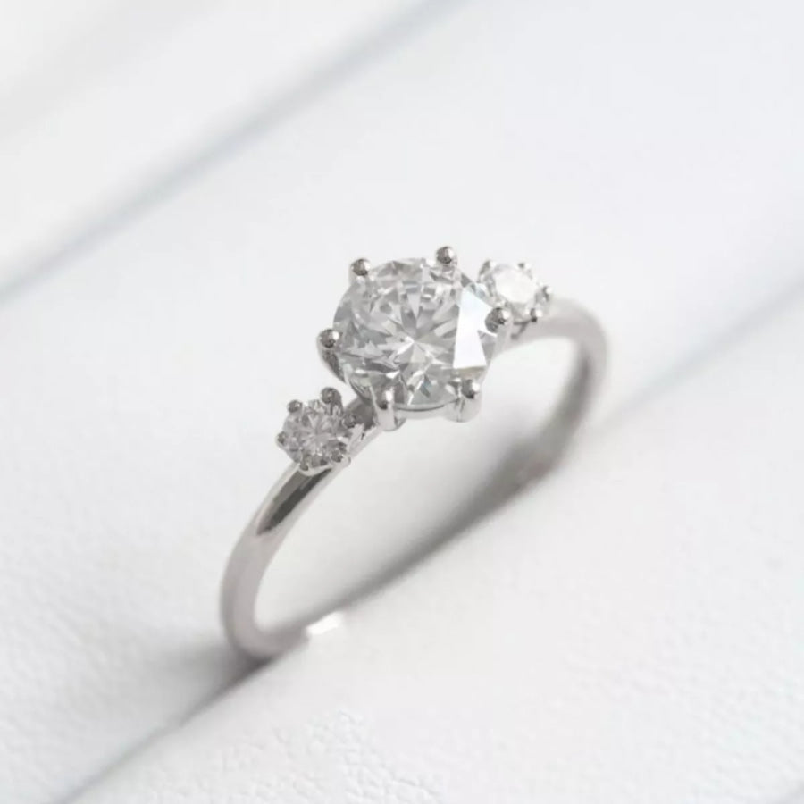 925 Sterling Silver Moissanite Ring Silver / One Size Apparel and Accessories