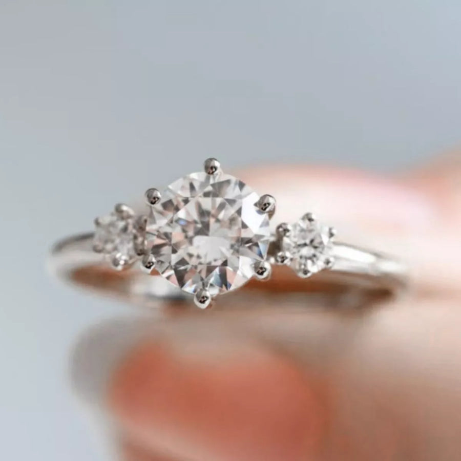 925 Sterling Silver Moissanite Ring Silver / One Size Apparel and Accessories