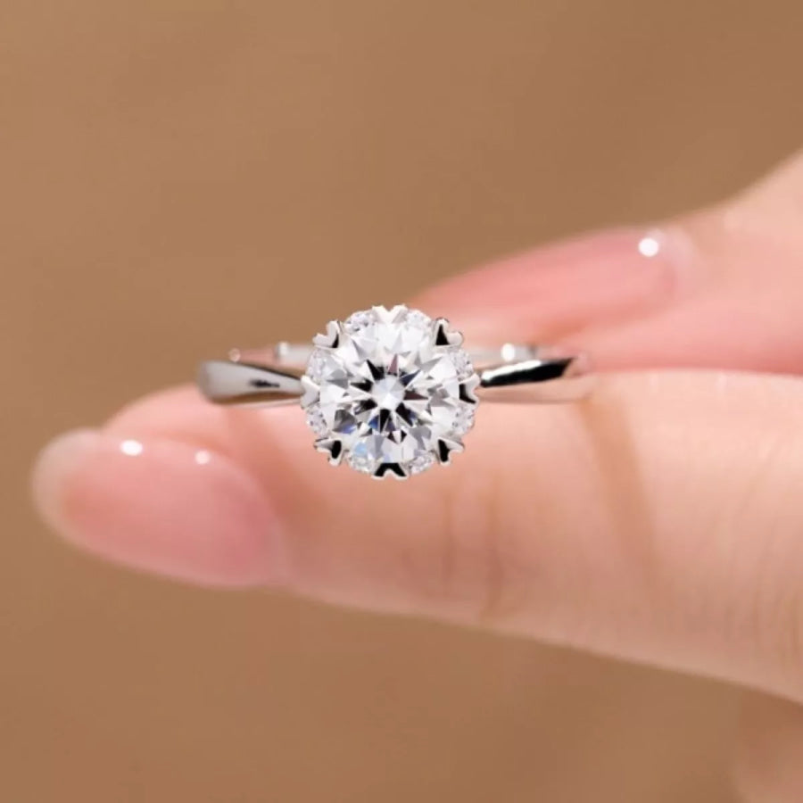 925 Sterling Silver Moissanite Ring Silver / One Size Apparel and Accessories