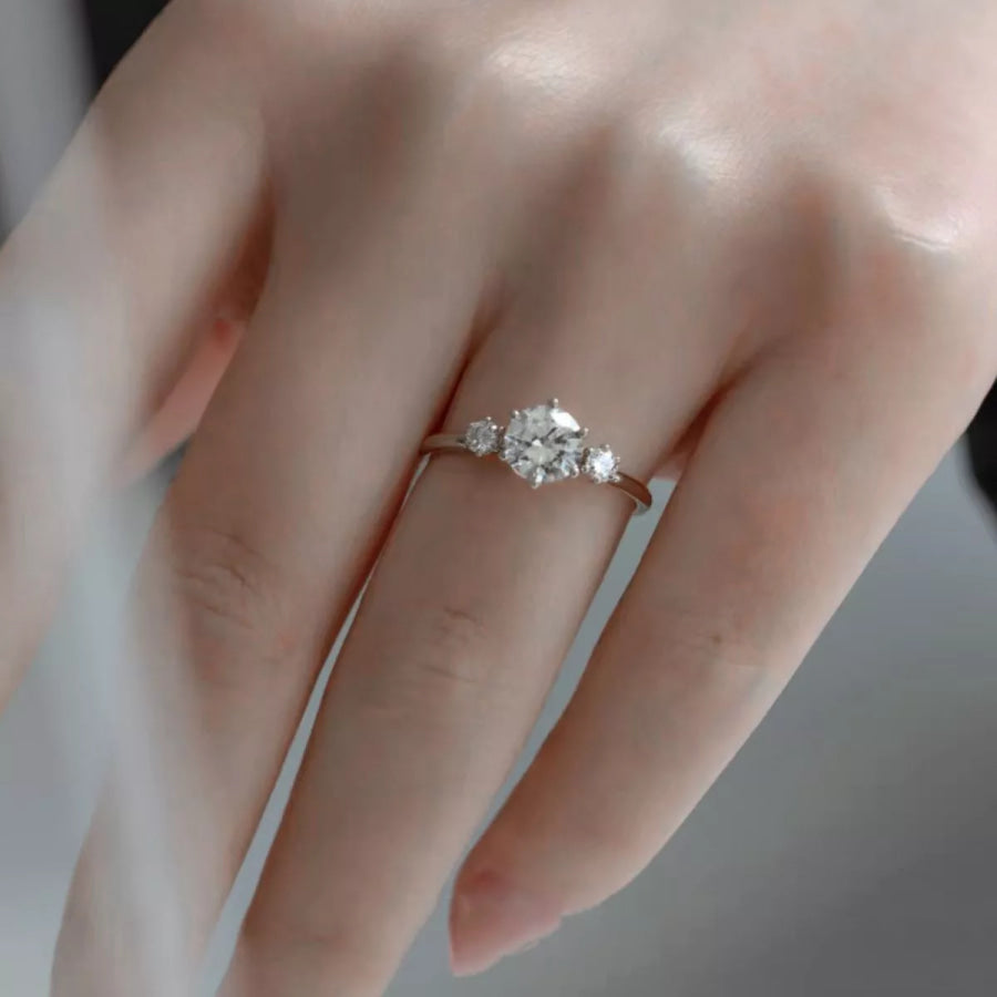 925 Sterling Silver Moissanite Ring Silver / One Size Apparel and Accessories