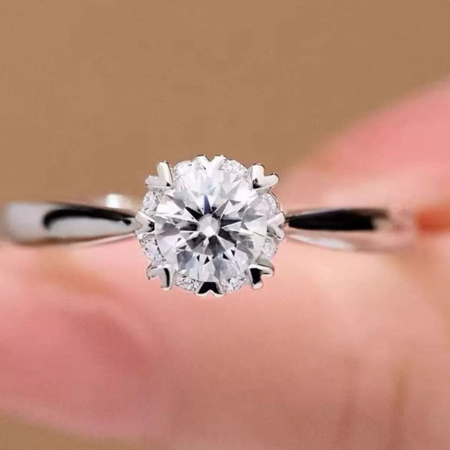 925 Sterling Silver Moissanite Ring Silver / One Size Apparel and Accessories